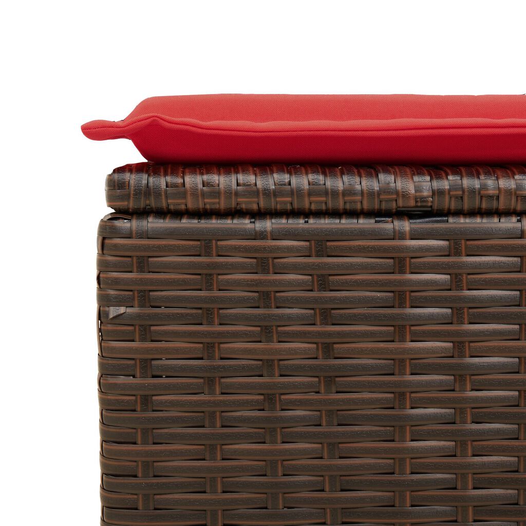 vidaXL Garden Stool with Cushion Brown 55x55x37 cm Poly Rattan