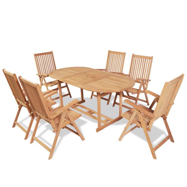 vidaXL 7 Piece Garden Dining Set Solid Teak Wood