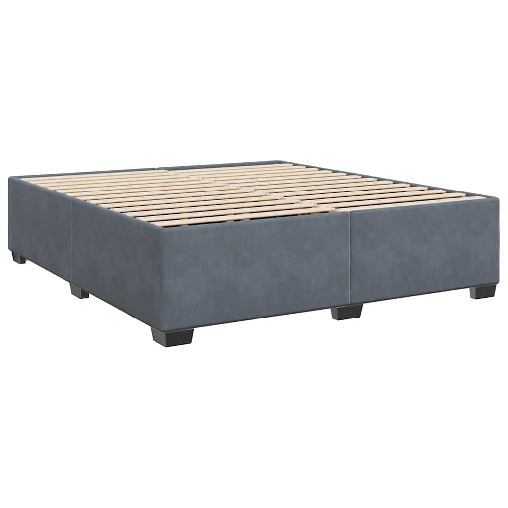 vidaXL Box Spring Bed with Mattress Dark Grey California King Velvet
