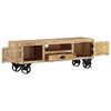 vidaXL TV Cabinet with Wheels 110x30x37 cm Rough Mango Wood