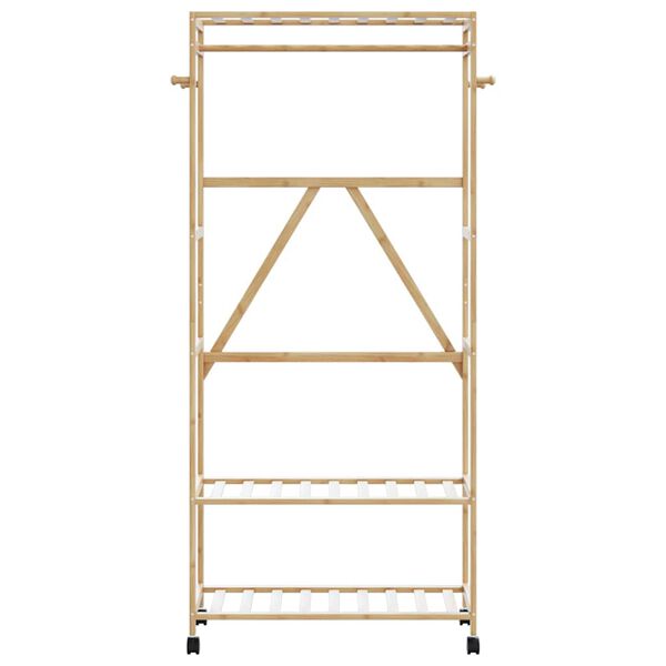 vidaXL Clothes Rack with Shelves and Wheels 90x40x179.5 cm Bamboo