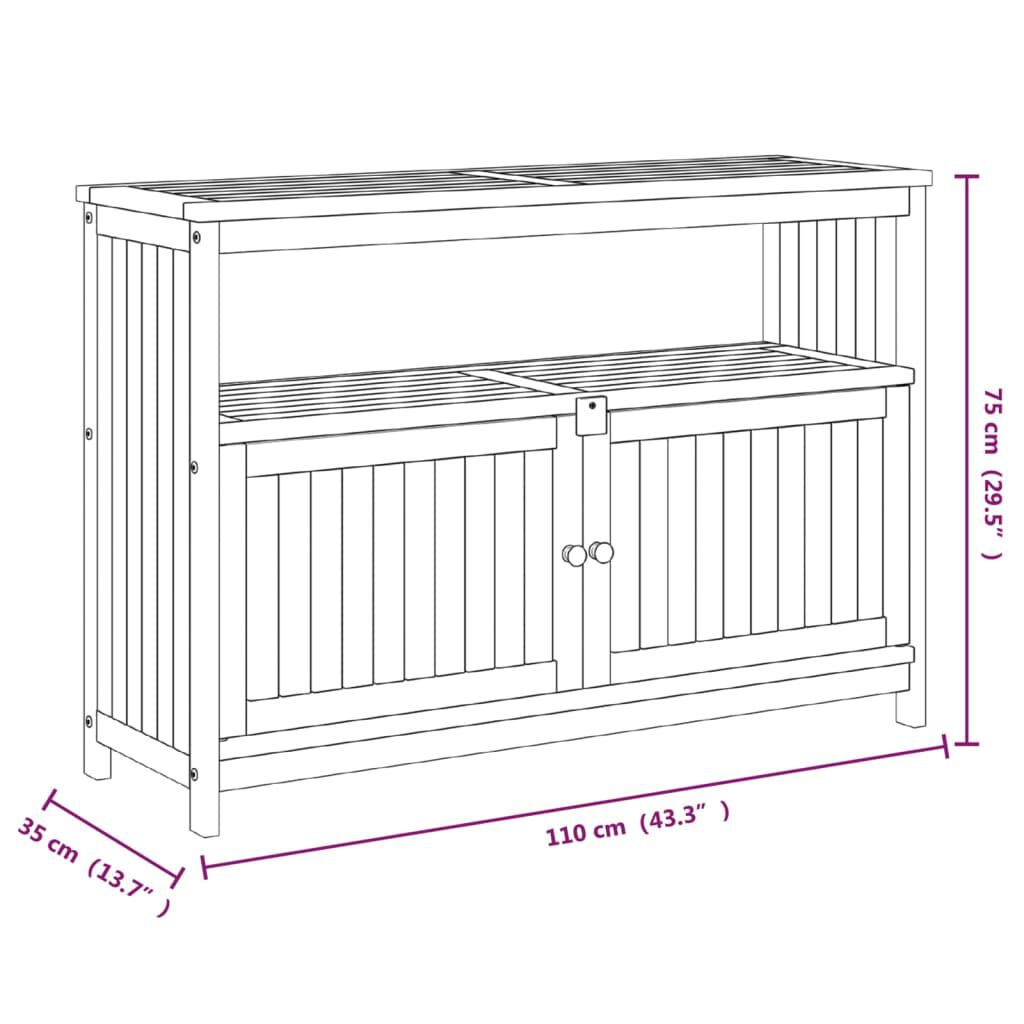 vidaXL Garden Console Table 110x35x75 cm Solid Wood Acacia