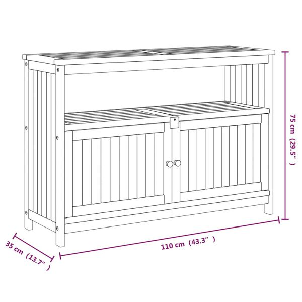vidaXL Garden Console Table 110x35x75 cm Solid Wood Acacia