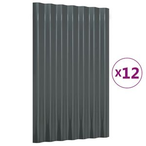 vidaXL Roof Panels 12 pcs Galvanised Steel Anthracite 60x36 cm