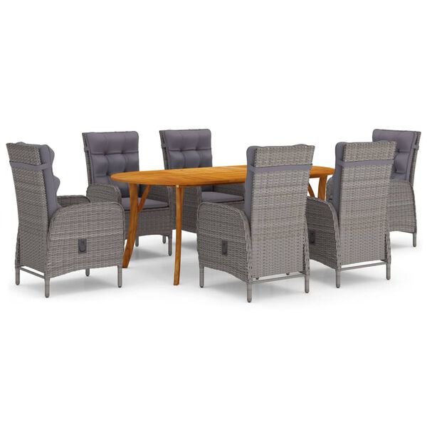 vidaXL 7 Piece Garden Dining Set Grey