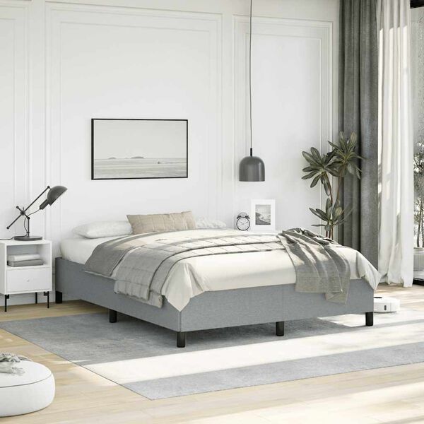 vidaXL Bed Frame without Mattress Light Grey 152x203 cm Queen Fabric