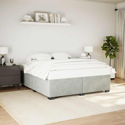vidaXL Bed Frame without Mattress Light Grey King Velvet