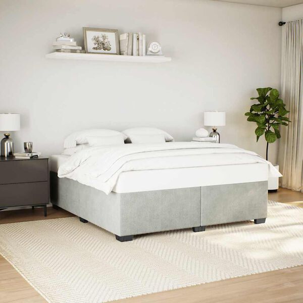 vidaXL Bed Frame without Mattress Light Grey King Velvet