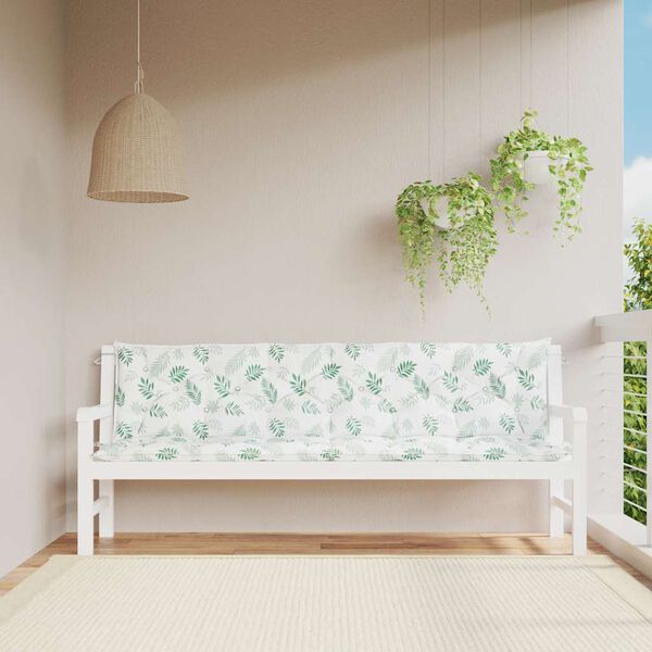 vidaXL Garden Bench Cushions 2 pcs Leaf Pattern 200x50x7 cm Fabric