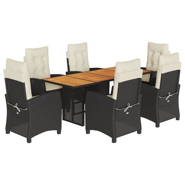 vidaXL 7 Piece Garden Dining Set with Cushions Beige Poly Rattan