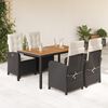 vidaXL 5 Piece Garden Dining Set with Cushions Black Poly Rattan