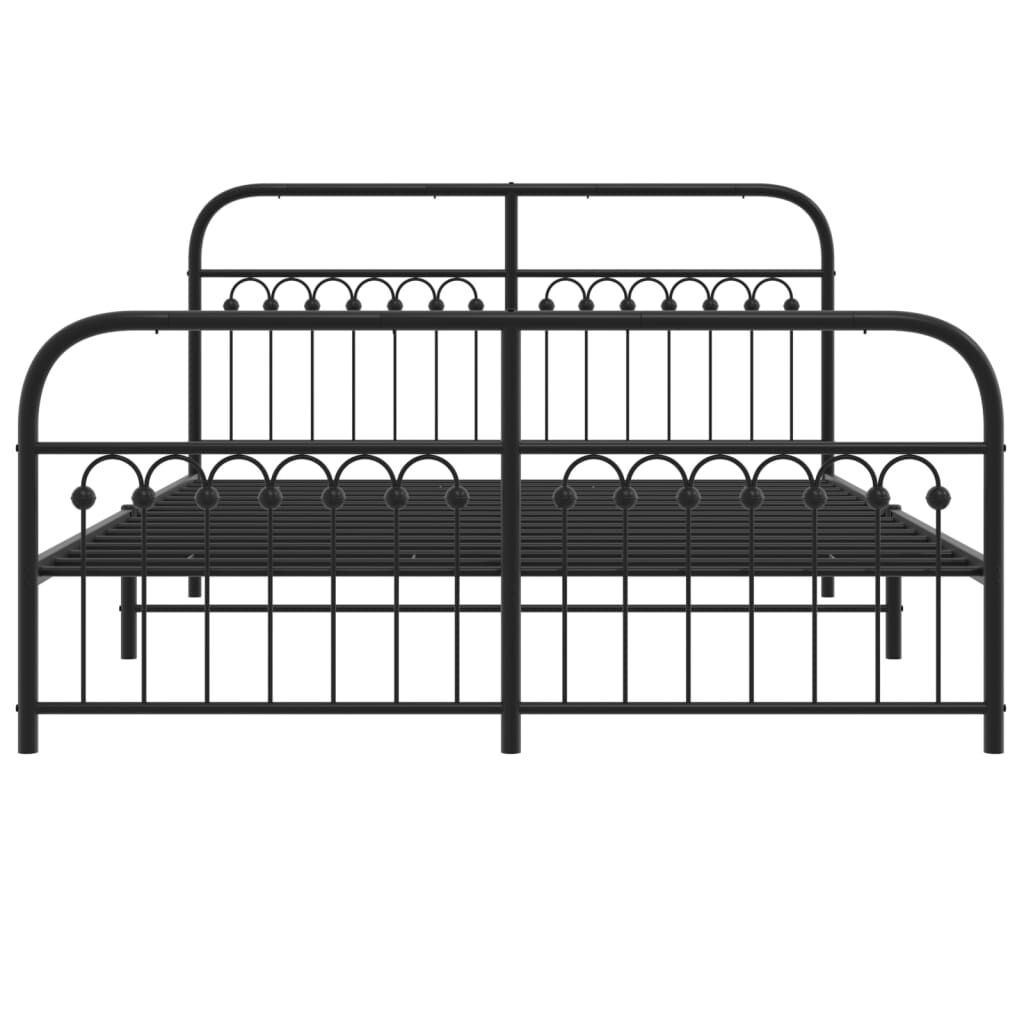 vidaXL Metal Bed Frame without Mattress with Footboard Black 150x200cm
