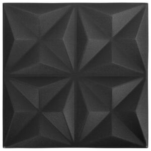 vidaXL 3D Wall Panels 12 pcs 50x50 cm Origami Black 3 m²