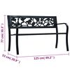 vidaXL Garden Bench 125 cm Black Steel