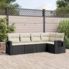 vidaXL 5 Piece Garden Sofa Set with Cushions Black Poly Rattan