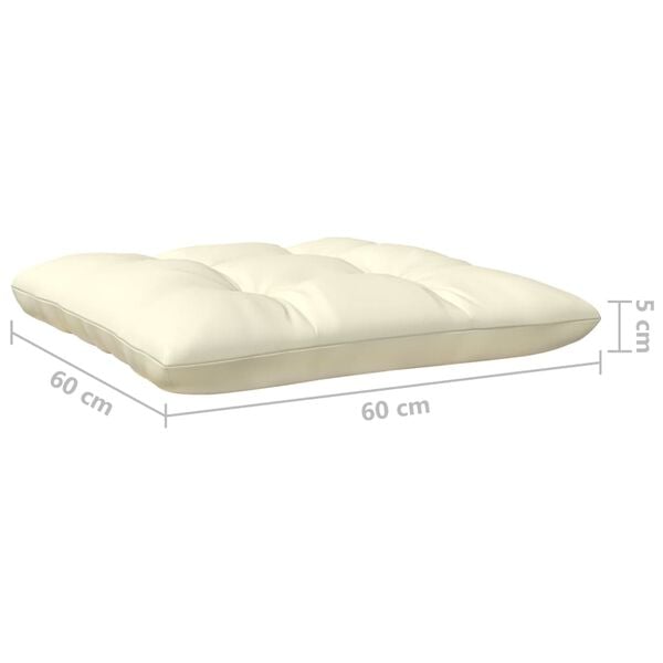 vidaXL 3-Seater Garden Sofa with Cream Cushions Solid Pinewood