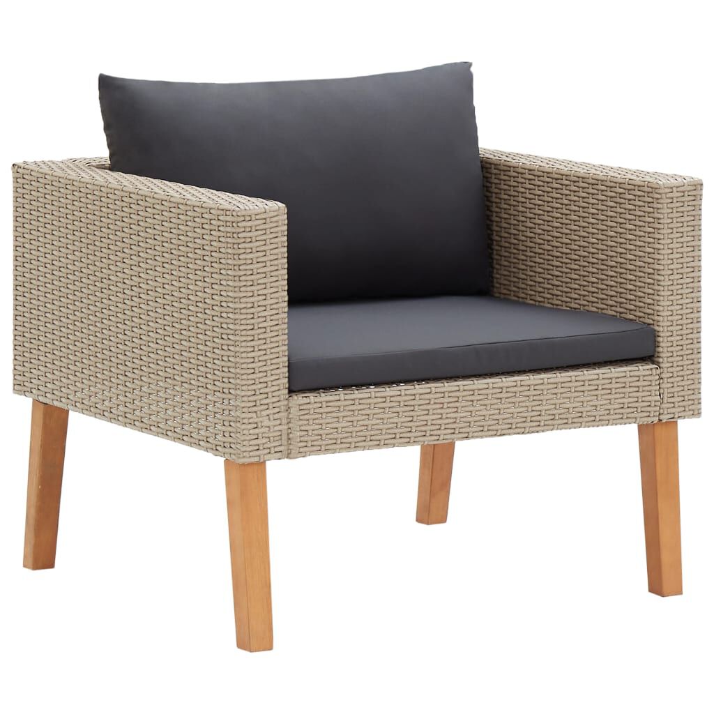vidaXL 4 Piece Garden Lounge Set with Cushions Poly Rattan Beige