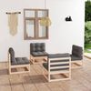 vidaXL 4 Piece Garden Lounge Set with Cushions Solid Pinewood