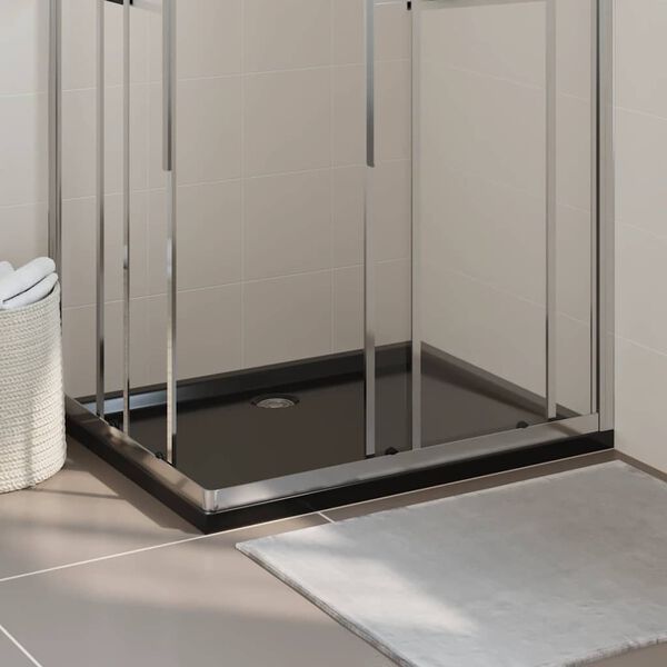 vidaXL Rectangular ABS Shower Base Tray Black 80x100 cm