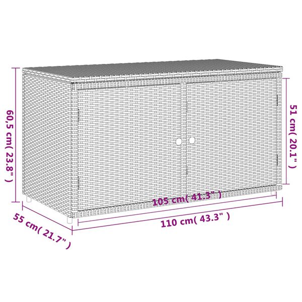 vidaXL Garden Storage Cabinet Grey 110x55x60.5 cm Poly Rattan