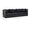 vidaXL Garden Bed with Cushion and Pillow Poly Rattan Black