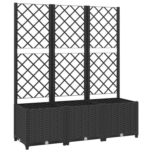 vidaXL Garden Planter with Trellis Black 120x40x136 cm PP