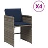 vidaXL Garden Chairs with Cushions 4 pcs Grey Poly Rattan