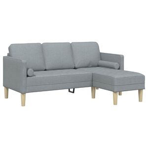 vidaXL Sofa Set with Cushion Light Grey Polyester
