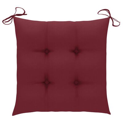 vidaXL Garden Chairs with Wine Red Cushions 2 pcs Solid Teak Wood (41999+314887)
