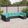 vidaXL Garden Sofa Set 10 pcs Black and turquoise Poly Rattan
