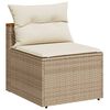 vidaXL Garden Sofas Armless with Cushions 2 pcs Beige Poly Rattan