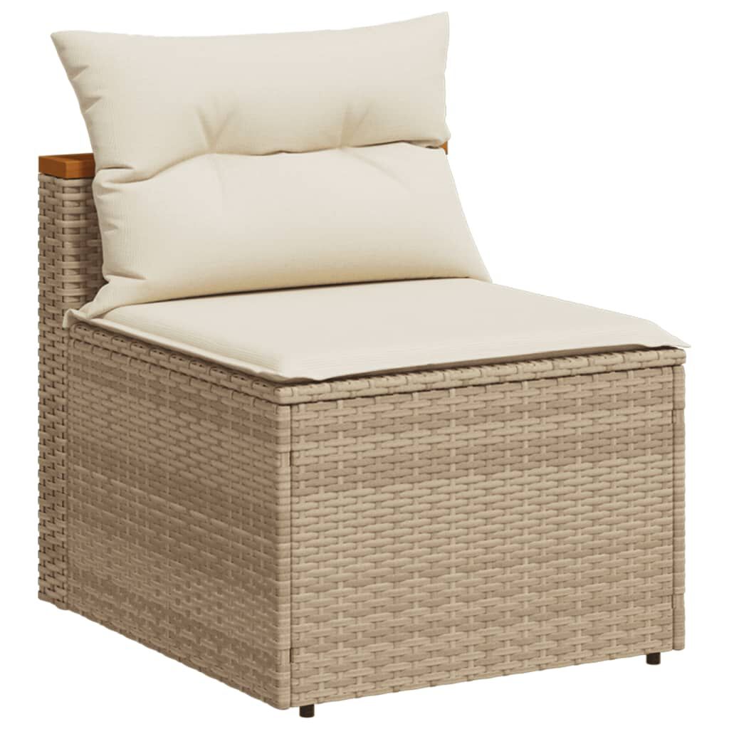 vidaXL Garden Sofas Armless with Cushions 2 pcs Beige Poly Rattan