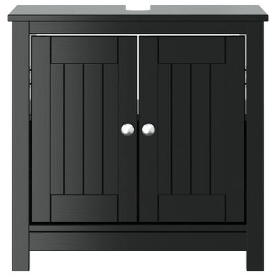 vidaXL Bathroom Sink Cabinet BERG Black 60x34x59 cm Solid Wood Pine