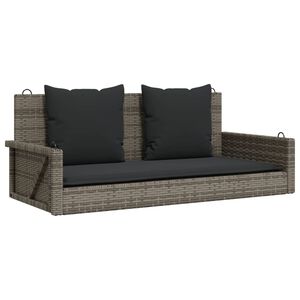 vidaXL Swing Bench with Cushions Grey 119x56x48 cm Poly Rattan