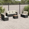 vidaXL 8 Piece Garden Sofa Set with Cushions Black Poly Rattan