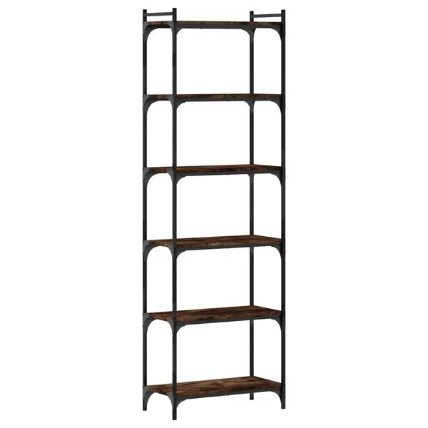 vidaXL Bookcase 6-Tier Smoked Oak 60x30x188 cm Engineered Wood