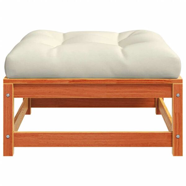 vidaXL Garden Footstool with Cushion Wax Brown Solid Wood Pine
