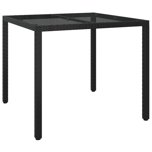 vidaXL Garden Dining Table Black 90x90x75 cm Poly Rattan