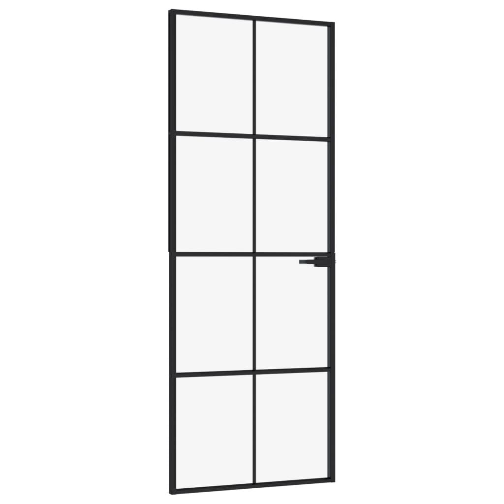 vidaXL Interior Door Black 76x201.5 cm Tempered Glass&Aluminium