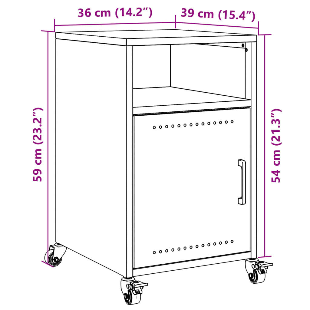 vidaXL Bedside Cabinet Black 36x39x59 cm Steel