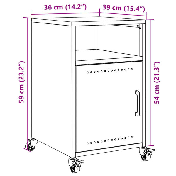 vidaXL Bedside Cabinet Black 36x39x59 cm Steel