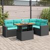vidaXL 6 Piece Garden Sofa Set with Cushions Black Poly Rattan
