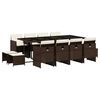 vidaXL 13 Piece Garden Dining Set with Cushions Brown Poly Rattan