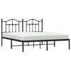 vidaXL Metal Bed Frame without Mattress with Headboard Black 183x213cm