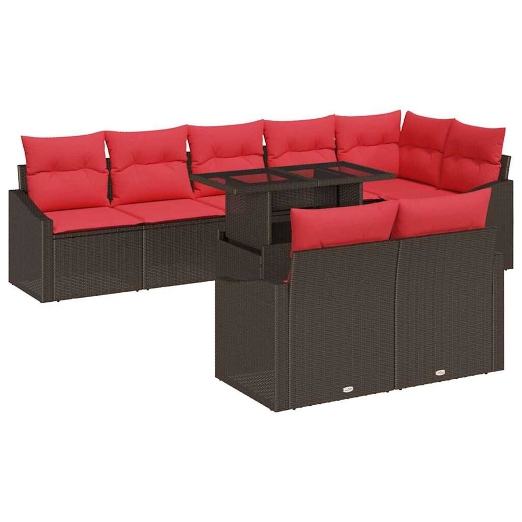 vidaXL Garden Sofa Set Manual 9 pcs Brown and red 100 x 55 x 73 cm
