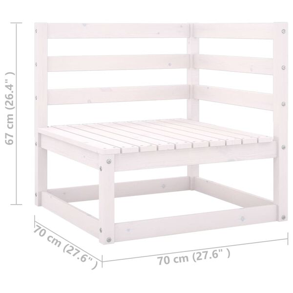 vidaXL 8 Piece Garden Lounge Set with Cushions White Solid Pinewood