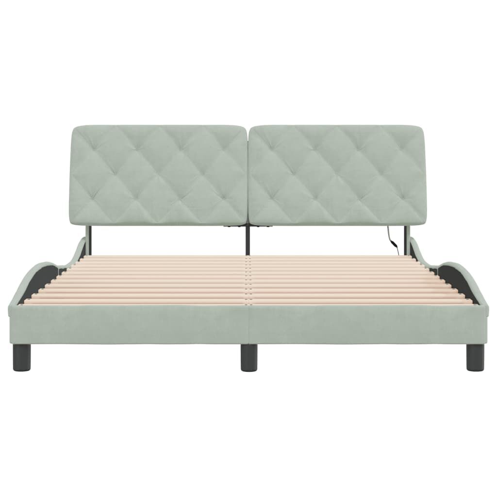 vidaXL Bed Frame with LED without Mattress Light Grey 152x203 cm Velvet