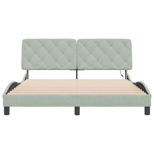 vidaXL Bed Frame with LED without Mattress Light Grey 152x203 cm Velvet