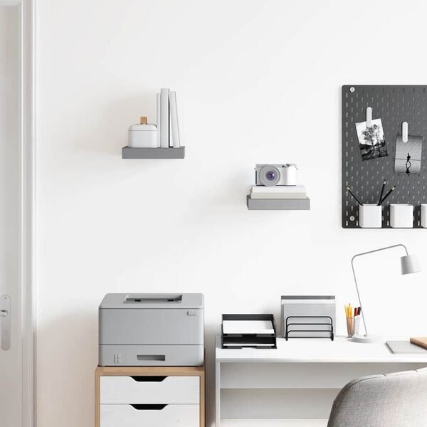 vidaXL Floating Wall Shelves 2 pcs Grey 23x23.5x3.8 cm MDF