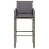 vidaXL Garden Bar Stools with Cushions 2 pcs Grey Poly Rattan